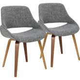 Fabrico Dining Accent Chair in Grey Noise Fabric & Walnut Finish (Set of 2)